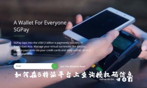 如何在B特派平台上查询授权码信息