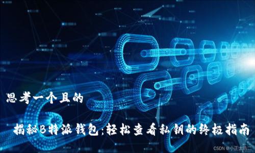 思考一个且的

 揭秘B特派钱包：轻松查看私钥的终极指南